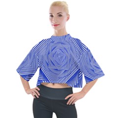 Illusion Waves Pattern Mock Neck Tee by Sparkle