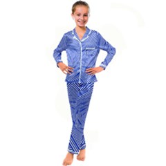 Illusion Waves Pattern Kid s Satin Long Sleeve Pajamas Set by Sparkle