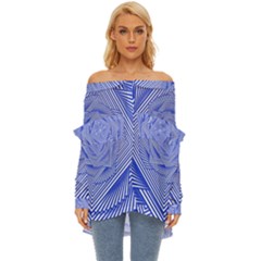 Illusion Waves Pattern Off Shoulder Chiffon Pocket Shirt by Sparkle