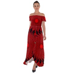 Illusion Waves Pattern Off Shoulder Open Front Chiffon Dress by Sparkle