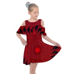 Illusion Waves Pattern Kids  Shoulder Cutout Chiffon Dress by Sparkle