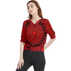 Illusion Waves Pattern Quarter Sleeve Blouse