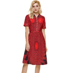 Illusion Waves Pattern Button Top Knee Length Dress