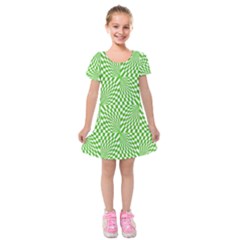 Illusion Waves Pattern Kids  Short Sleeve Velvet Dress by Sparkle