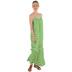 Illusion Waves Pattern Cami Maxi Ruffle Chiffon Dress