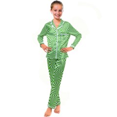 Illusion Waves Pattern Kid s Satin Long Sleeve Pajamas Set