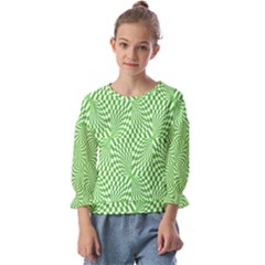 Illusion Waves Pattern Kids  Cuff Sleeve Top