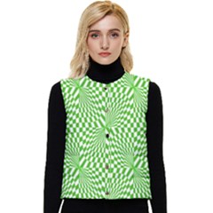 Illusion Waves Pattern Women s Short Button Up Puffer Vest by Sparkle