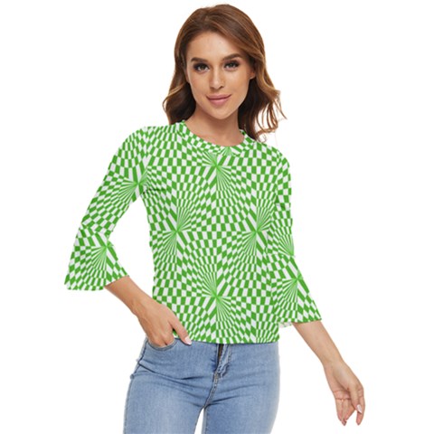 Illusion Waves Pattern Bell Sleeve Top by Sparkle