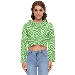 Illusion Waves Pattern Women s Lightweight Cropped Hoodie by Sparkle