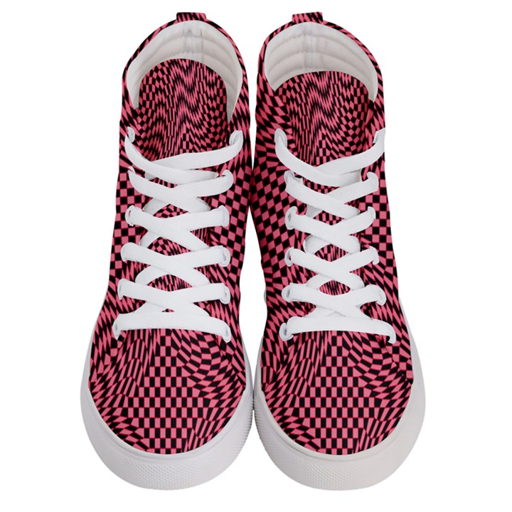 Illusion Waves Pattern Women s Hi-Top Skate Sneakers