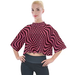 Illusion Waves Pattern Mock Neck Tee by Sparkle