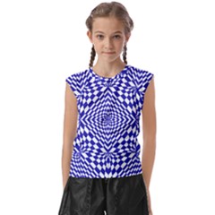 Illusion Waves Pattern Kids  Raglan Cap Sleeve Tee