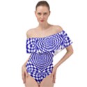 Illusion Waves Pattern Off Shoulder Velour Bodysuit  View1