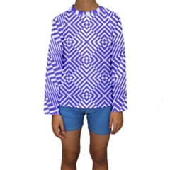 Illusion Waves Pattern Kids  Long Sleeve Swimwear by Sparkle