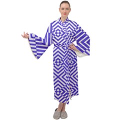 Illusion Waves Pattern Maxi Velour Kimono by Sparkle