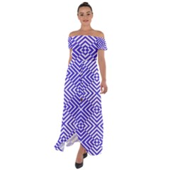 Illusion Waves Pattern Off Shoulder Open Front Chiffon Dress by Sparkle