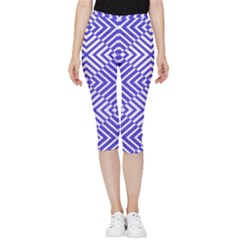 Illusion Waves Pattern Inside Out Lightweight Velour Capri Leggings  by Sparkle