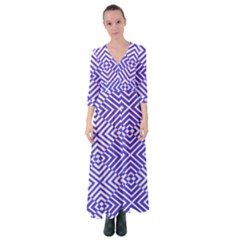 Illusion Waves Pattern Button Up Maxi Dress