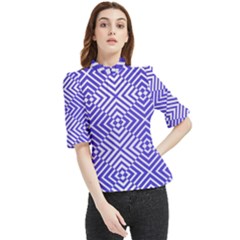 Illusion Waves Pattern Frill Neck Blouse