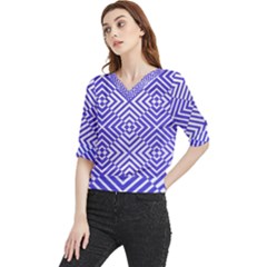 Illusion Waves Pattern Quarter Sleeve Blouse