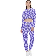 Illusion Waves Pattern Cropped Zip Up Lounge Set by Sparkle