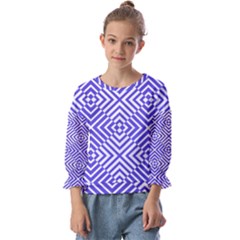 Illusion Waves Pattern Kids  Cuff Sleeve Top