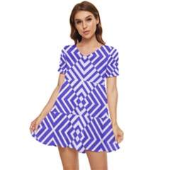 Illusion Waves Pattern Tiered Short Sleeve Mini Dress by Sparkle