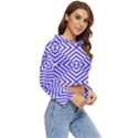 Illusion Waves Pattern Women s Lightweight Cropped Hoodie View3