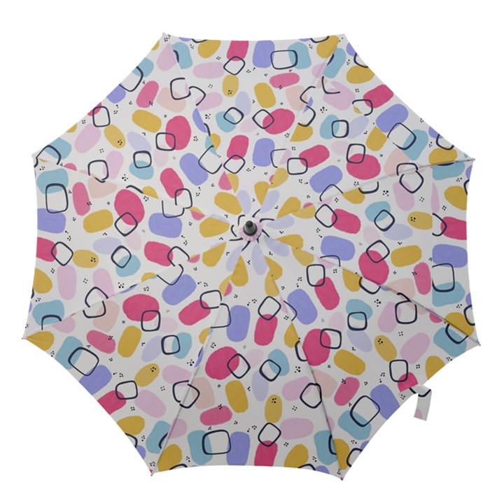 Abstract Multicolored Shapes Hook Handle Umbrellas (Medium)