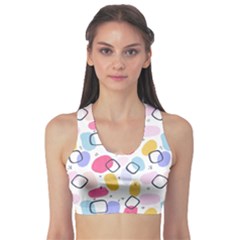 Abstract Multicolored Shapes Sports Bra by SychEva