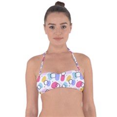 Abstract Multicolored Shapes Halter Bandeau Bikini Top by SychEva