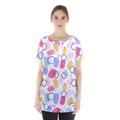 Abstract Multicolored Shapes Skirt Hem Sports Top by SychEva