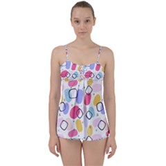 Abstract Multicolored Shapes Babydoll Tankini Set by SychEva