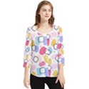 Abstract Multicolored Shapes Chiffon Quarter Sleeve Blouse View1