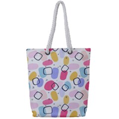 Abstract Multicolored Shapes Full Print Rope Handle Tote (small) by SychEva