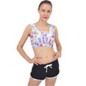 Abstract Multicolored Shapes V-Back Sports Bra View1