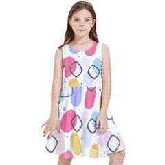 Abstract Multicolored Shapes Kids  Skater Dress by SychEva