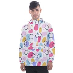 Abstract Multicolored Shapes Men s Front Pocket Pullover Windbreaker by SychEva