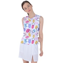 Abstract Multicolored Shapes Women s Sleeveless Sports Top by SychEva