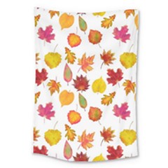 Watercolor Autumn Leaves Large Tapestry by SychEva