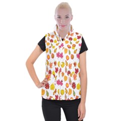 Watercolor Autumn Leaves Women s Button Up Vest by SychEva