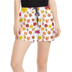 Watercolor Autumn Leaves Women s Runner Shorts