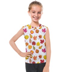 Watercolor Autumn Leaves Kids  Mesh Tank Top