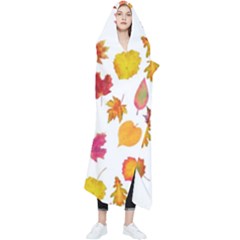 Watercolor Autumn Leaves Wearable Blanket by SychEva