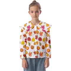 Watercolor Autumn Leaves Kids  Peter Pan Collar Blouse