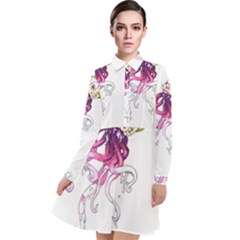 Carnie Squid Long Sleeve Chiffon Shirt Dress