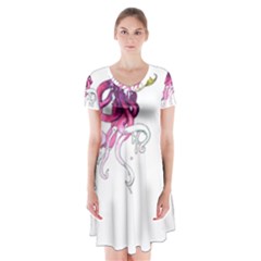 Carnie Squid Short Sleeve V-neck Flare Dress by Limerence