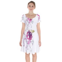 Carnie Squid Short Sleeve Bardot Dress