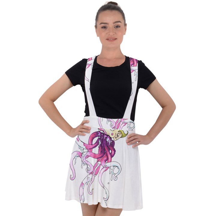 carnie squid Velvet Suspender Skater Skirt